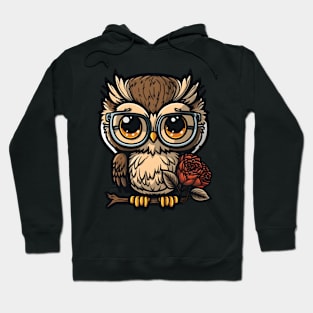 Owl with a Rose Hoodie